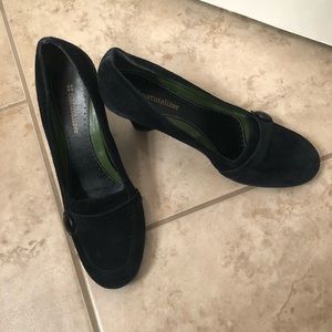 Genuine suede & leather black heels